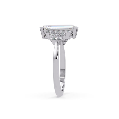 Lab-Grown Diamond 2.30 Ct Octagon Art Deco Step Halo Ring - Sterling Silver