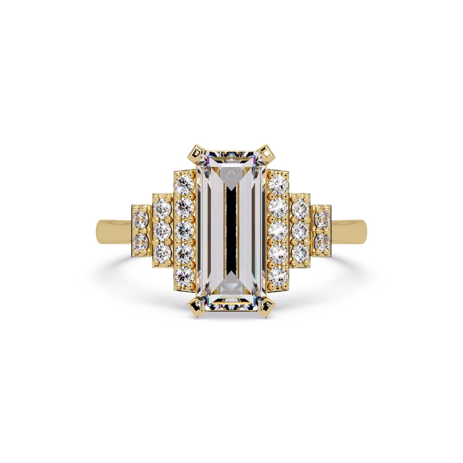 Lab-Grown Diamond 2.30 Ct Octagon Art Deco Step Halo Ring - Sterling Silver