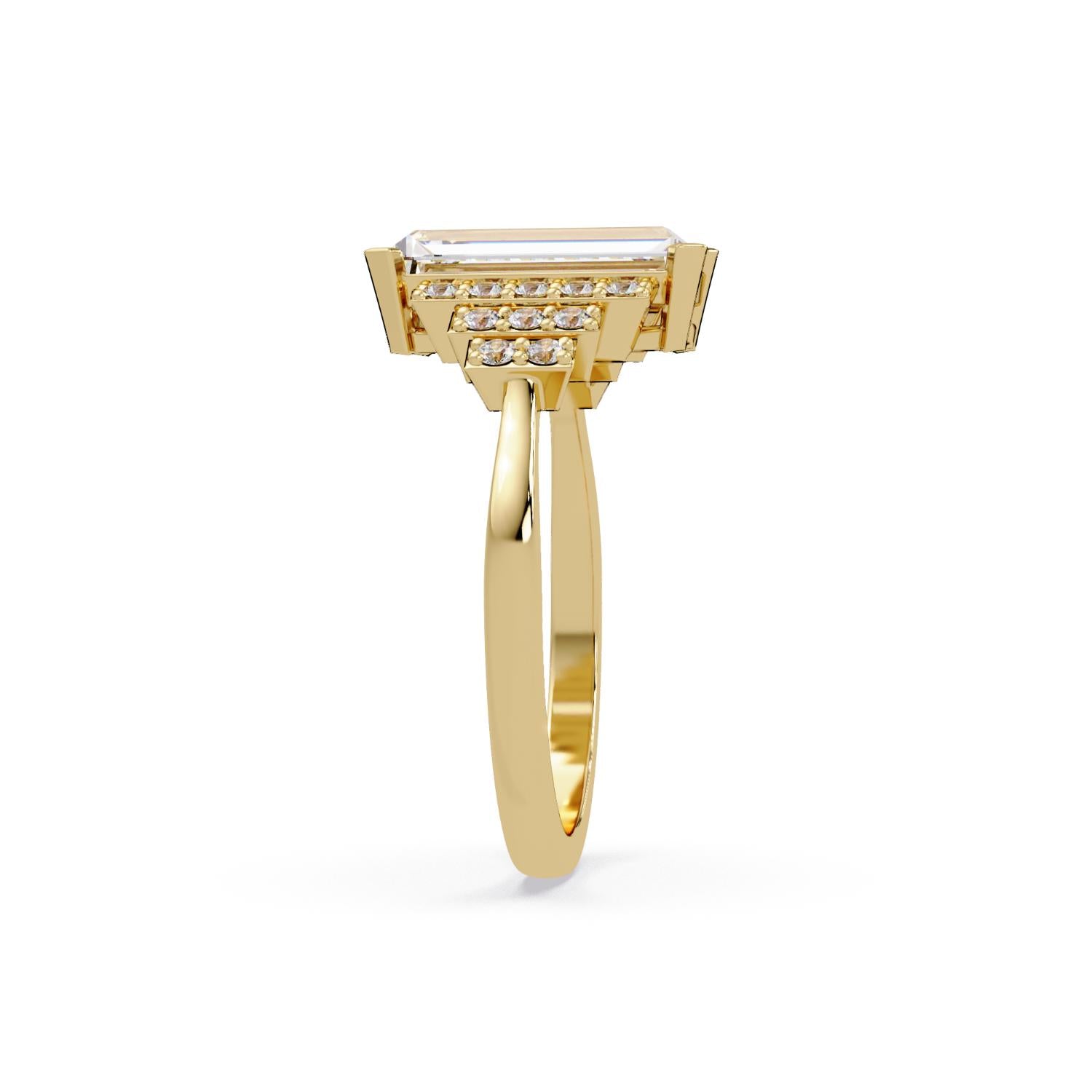 Lab-Grown Diamond 2.30 Ct Octagon Art Deco Step Halo Ring - Sterling Silver