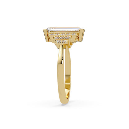Lab-Grown Diamond 2.30 Ct Octagon Art Deco Step Halo Ring - Sterling Silver