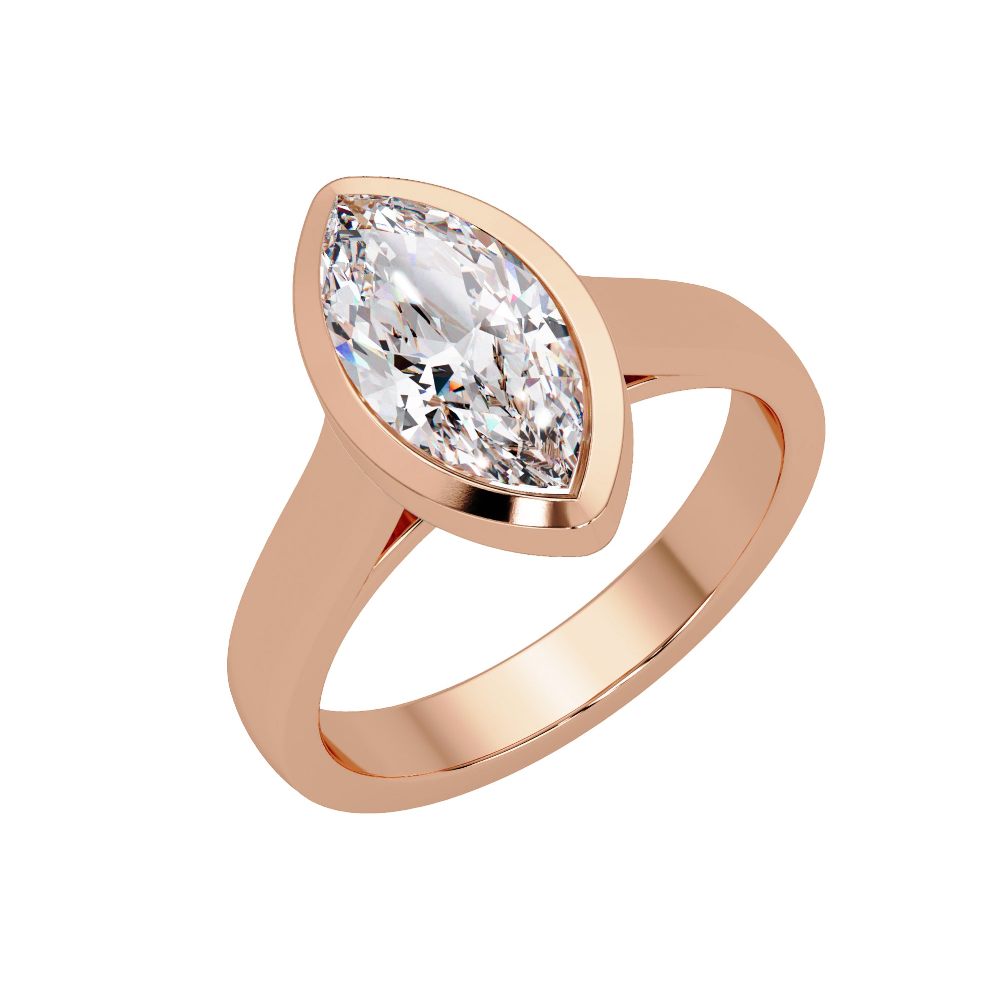 Lab-Grown Diamond 1.50 Ct Marquise Minimalist Bezel Solitaire Ring - Sterling Silver