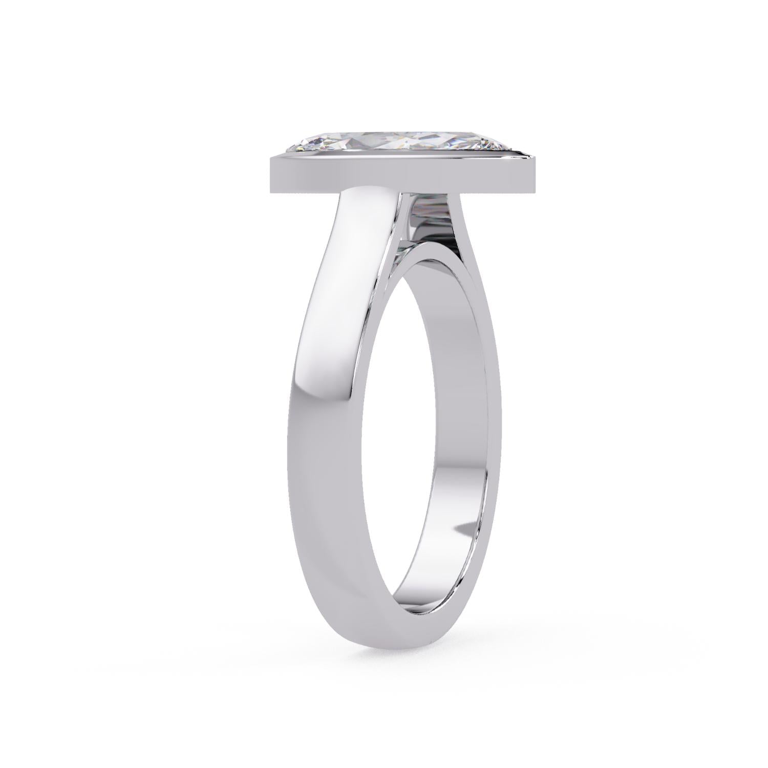Lab-Grown Diamond 1.50 Ct Marquise Minimalist Bezel Solitaire Ring - Sterling Silver