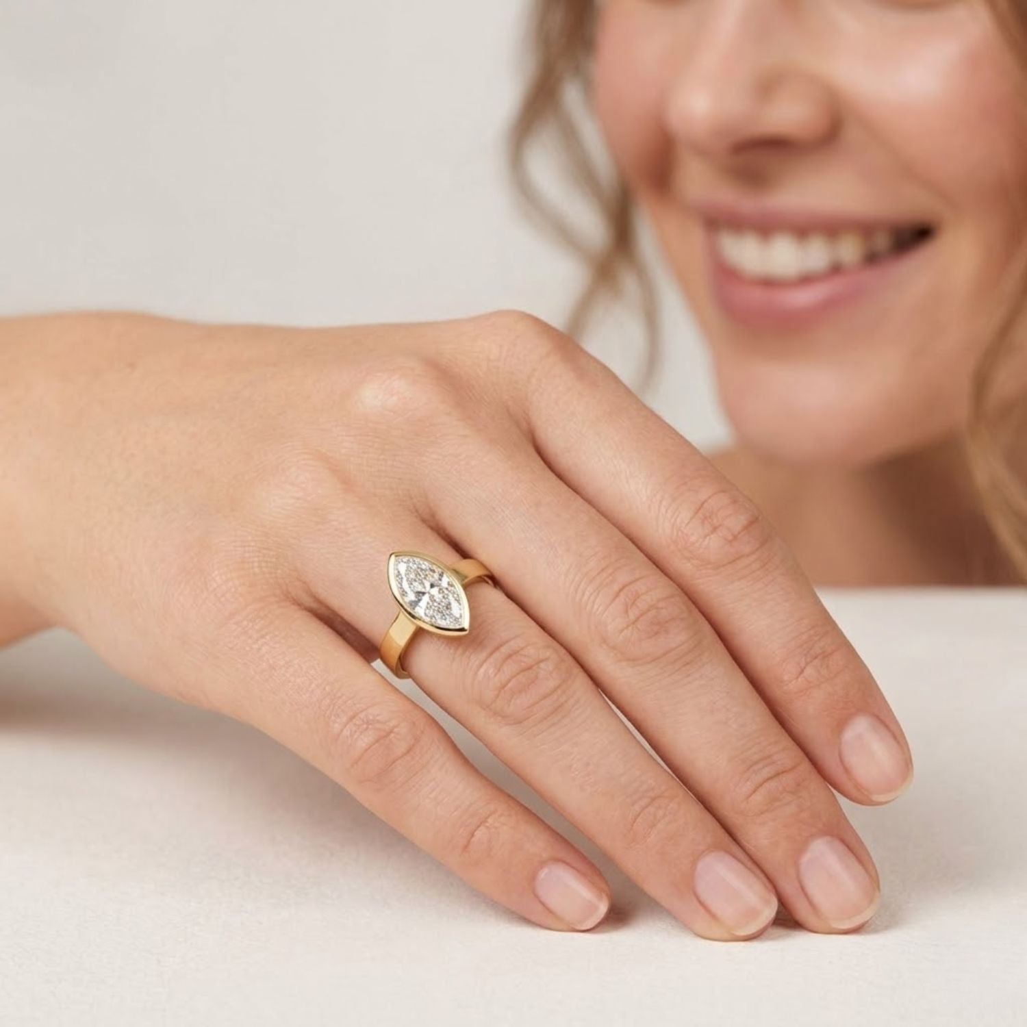 Lab-Grown Diamond 1.50 Ct Marquise Minimalist Bezel Solitaire Ring - Sterling Silver