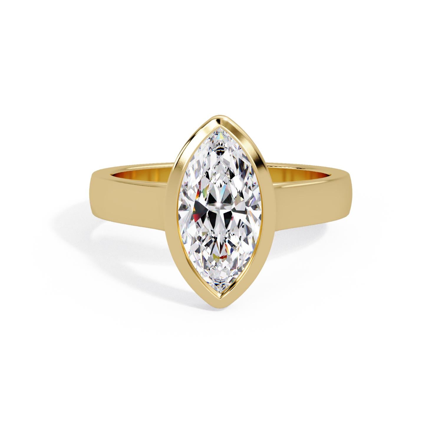 Lab-Grown Diamond 1.50 Ct Marquise Minimalist Bezel Solitaire Ring - Sterling Silver