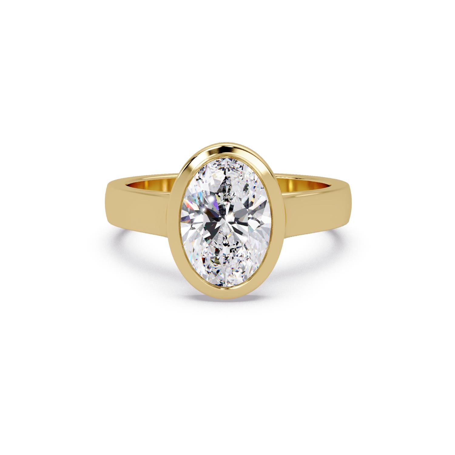 Lab-Grown Diamond 2.00 Ct Oval Minimalist Bezel Solitaire Ring - Sterling Silver