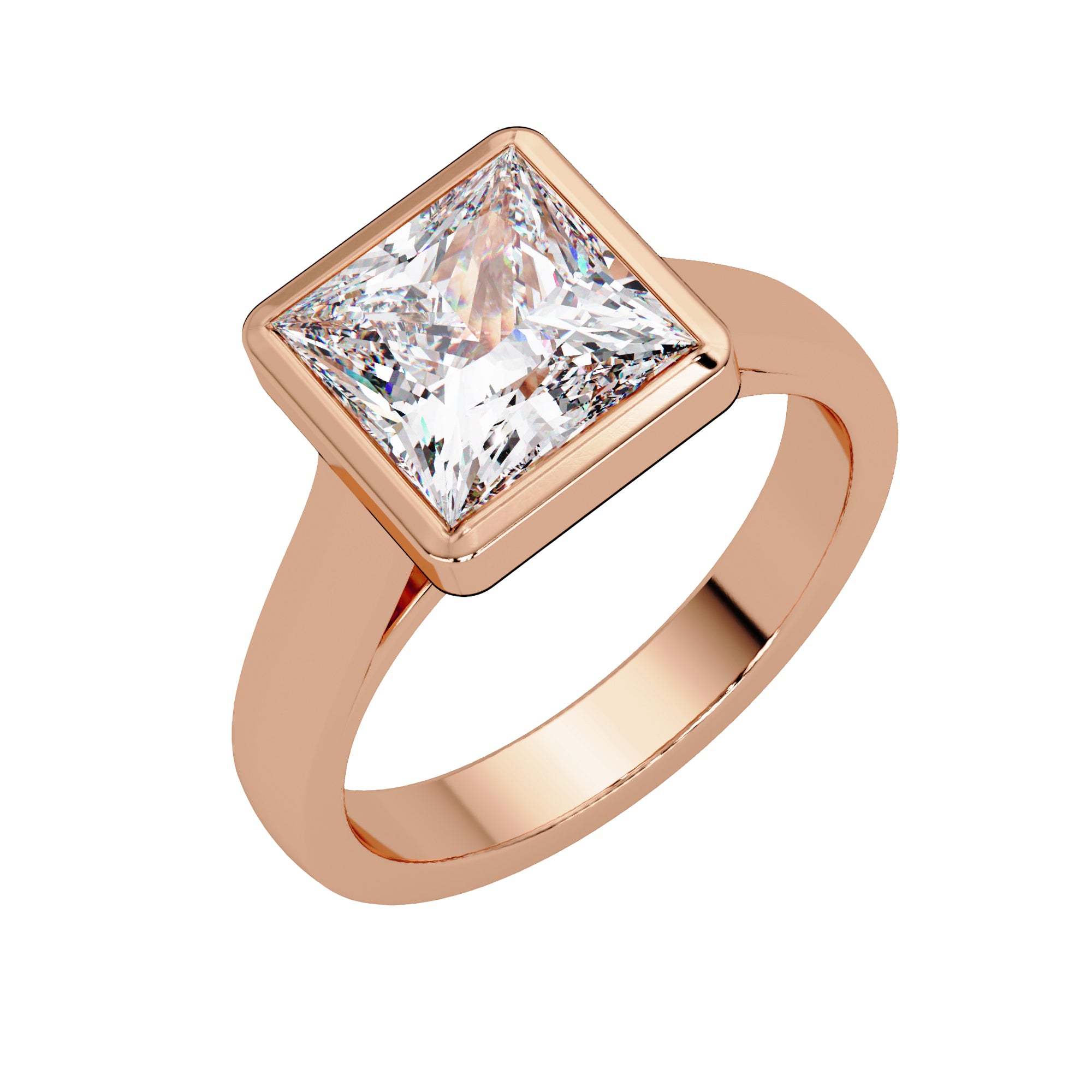 Lab Grown Diamond 2.65 Carat Square Solitaire Ring - 925 Sterling Silver