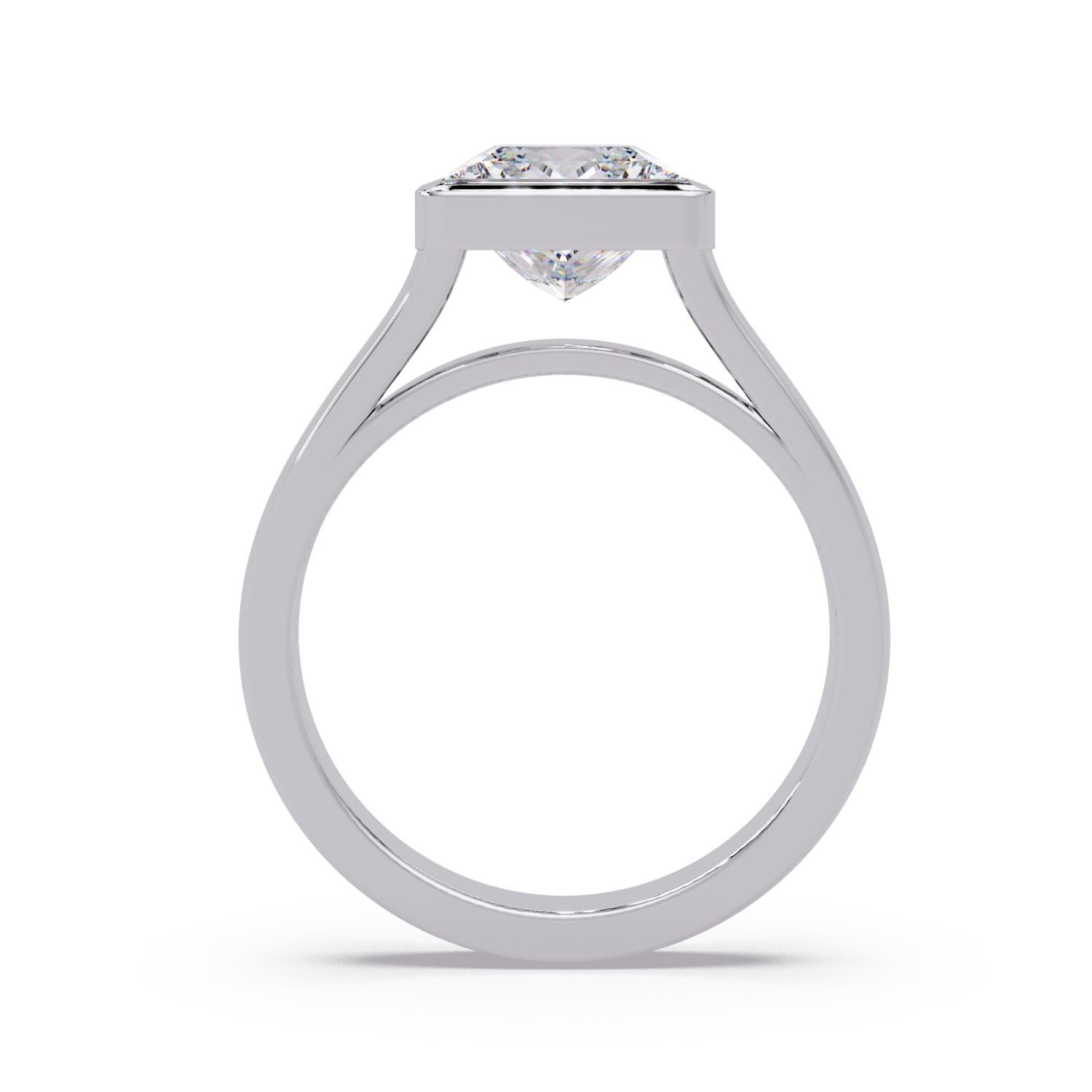 Lab Grown Diamond 2.65 Carat Square Solitaire Ring - 925 Sterling Silver