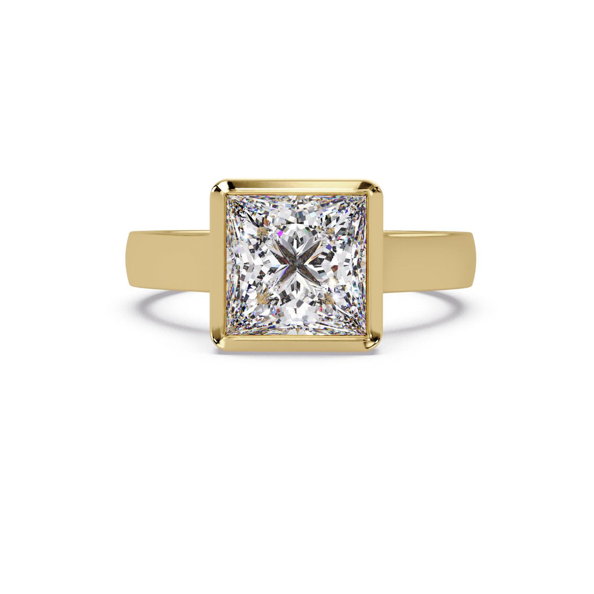 Lab Grown Diamond 2.65 Carat Square Solitaire Ring - 925 Sterling Silver
