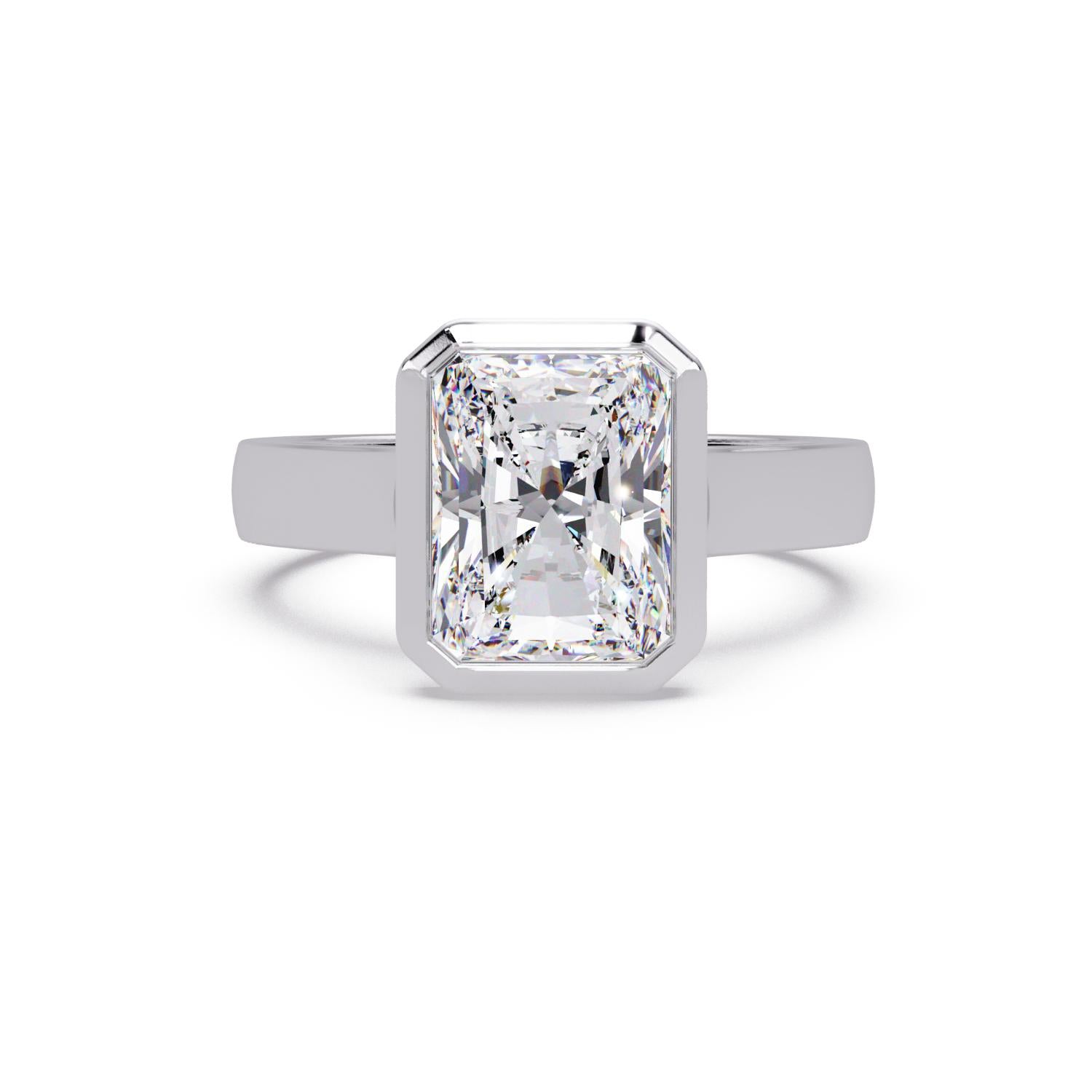 Lab Grown Diamond 7.50mm Square 2.65 Carat Solitaire Ring - 925 Sterling Silver