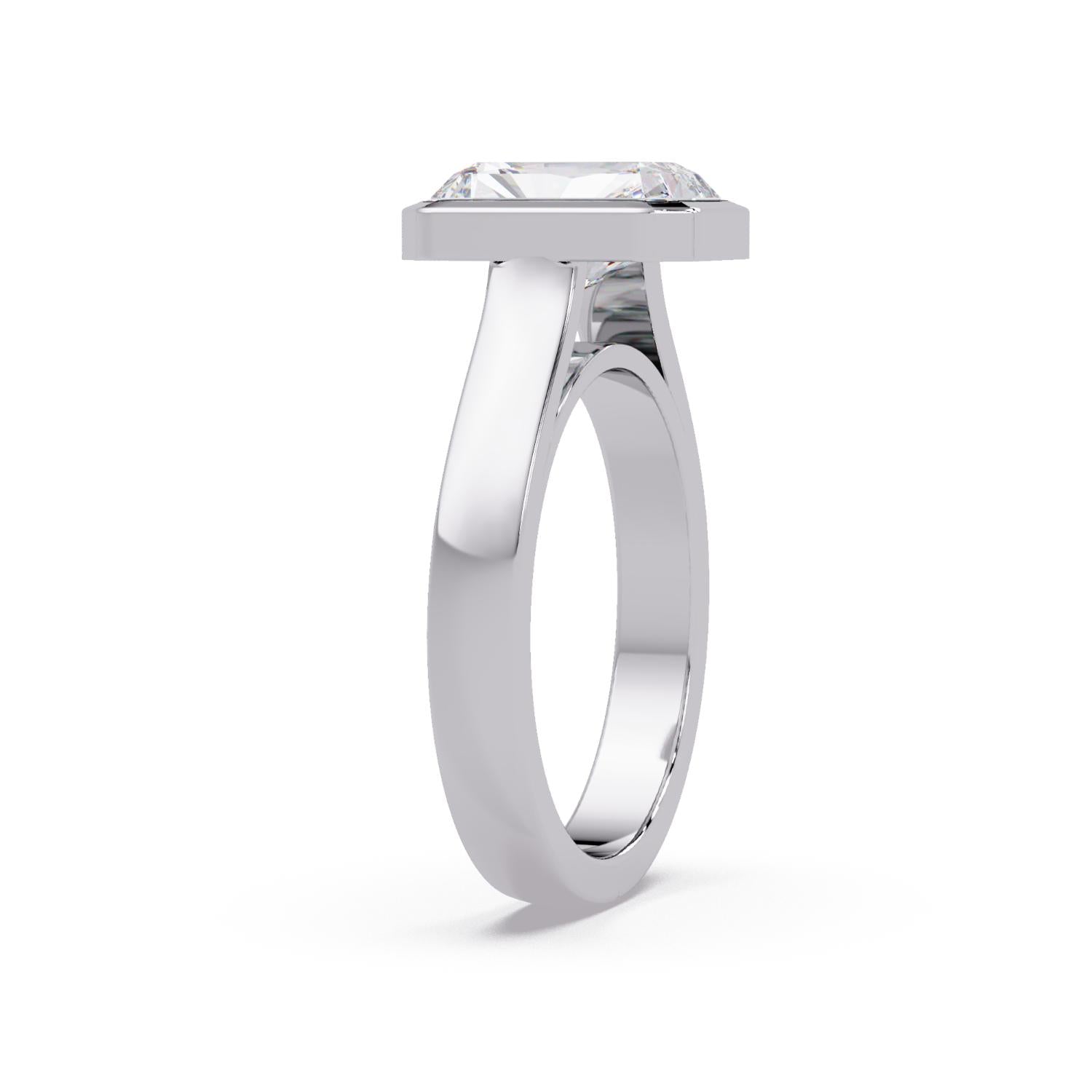 Lab Grown Diamond 7.50mm Square 2.65 Carat Solitaire Ring - 925 Sterling Silver