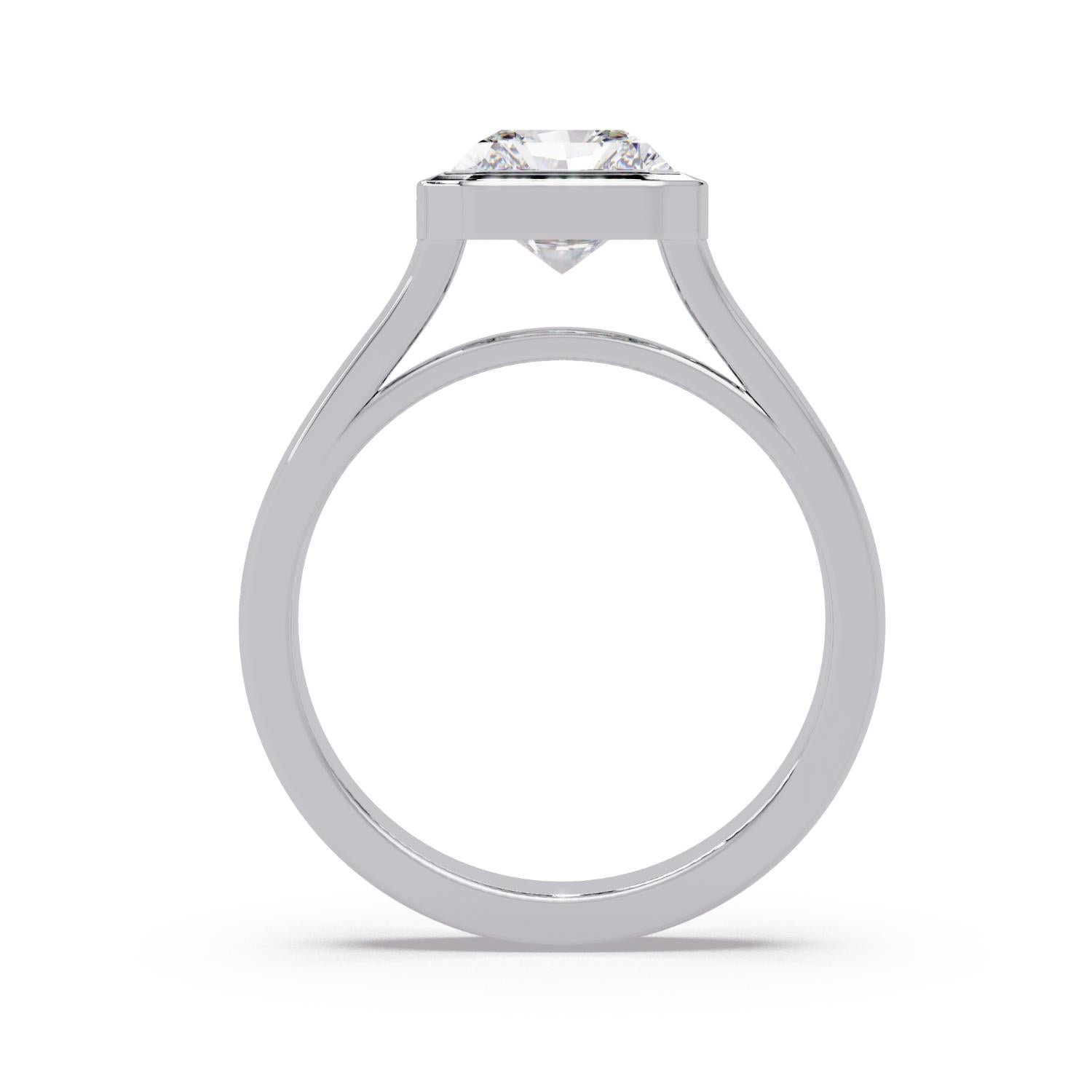 Lab Grown Diamond 7.50mm Square 2.65 Carat Solitaire Ring - 925 Sterling Silver