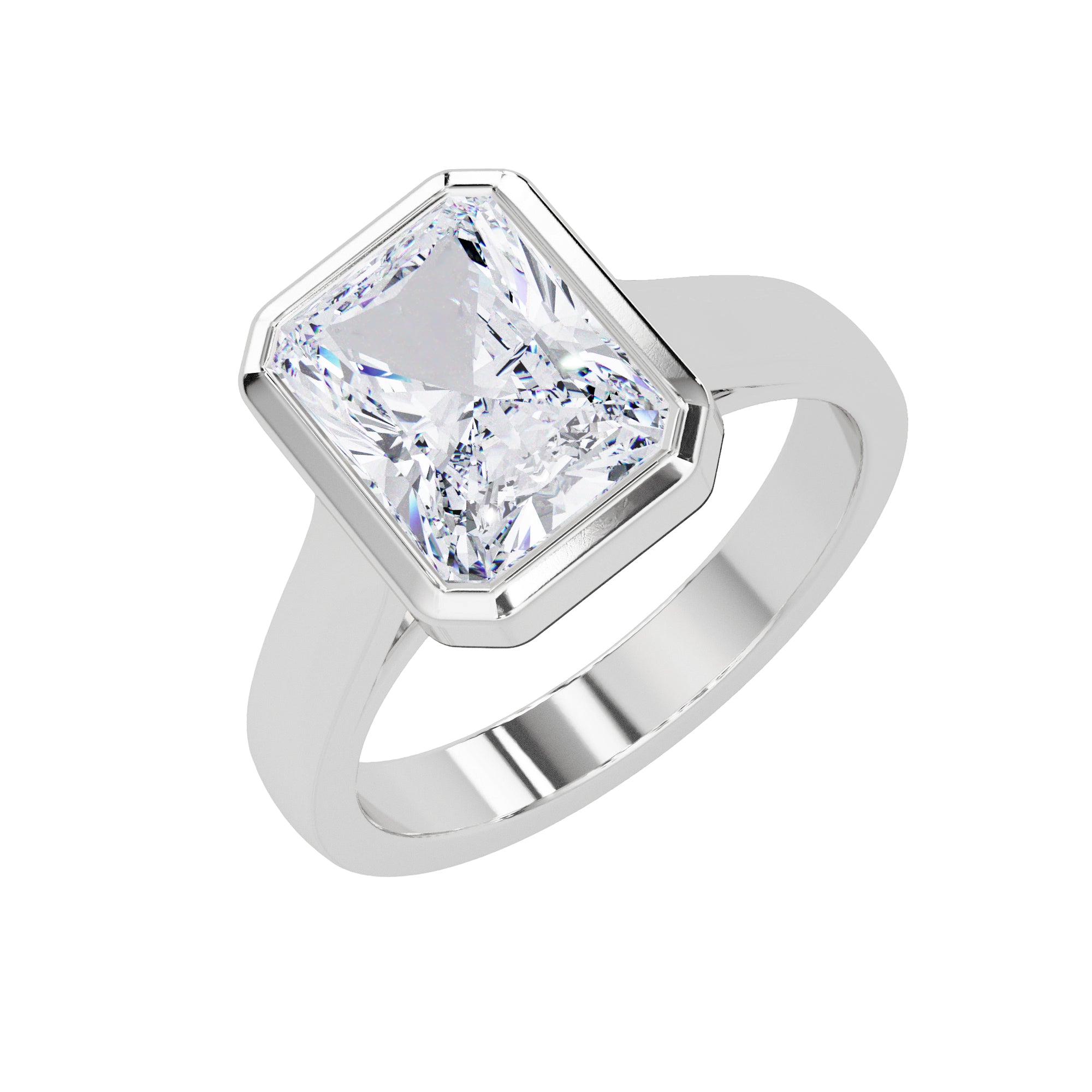Lab Grown Diamond 7.50mm Square 2.65 Carat Solitaire Ring - 925 Sterling Silver