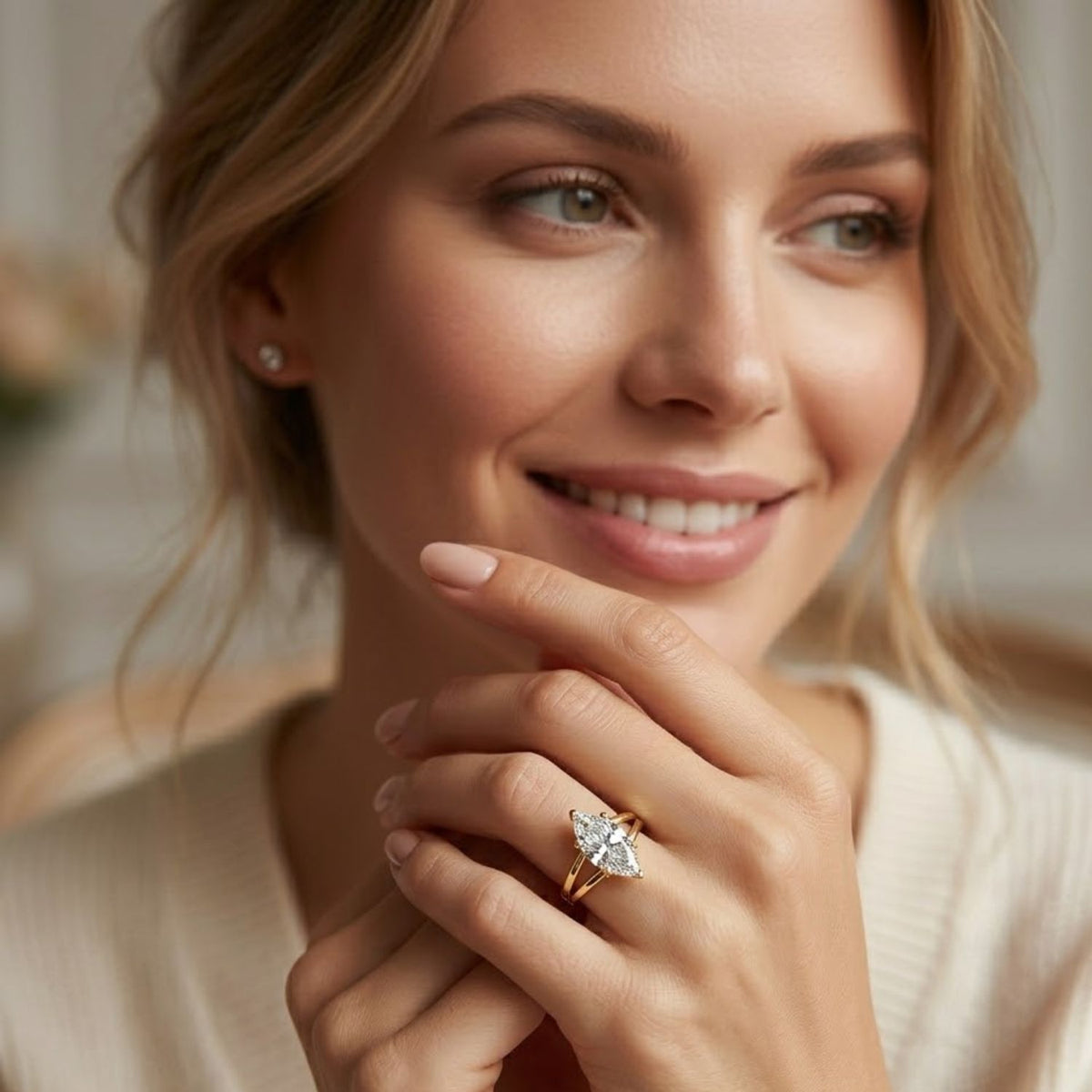 1.50 Ct Marquise Lab-Grown Diamond Solitaire Ring - 925 Sterling Silver