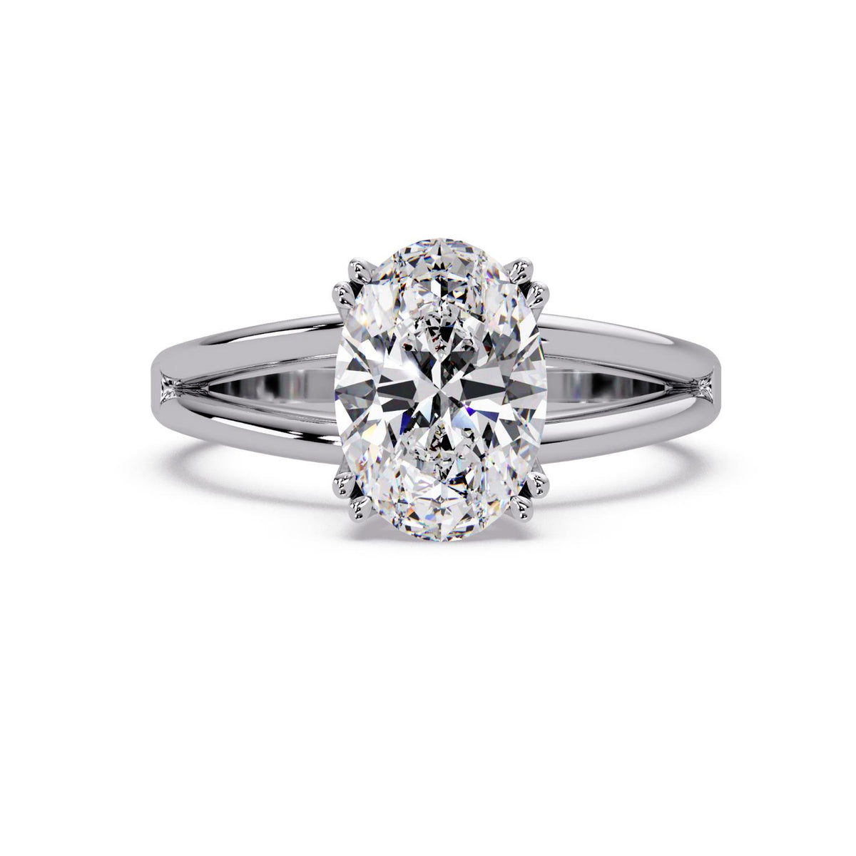 2.00 Ct Oval Lab-Grown Diamond Solitaire Ring - 925 Sterling Silver