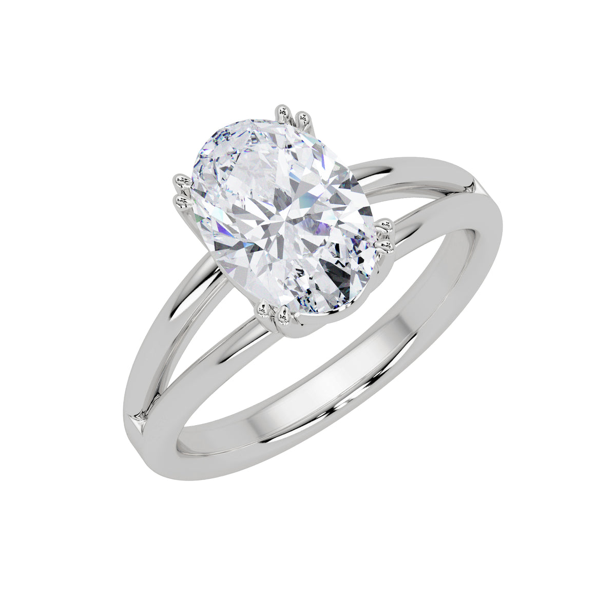 2.00 Ct Oval Lab-Grown Diamond Solitaire Ring - 925 Sterling Silver