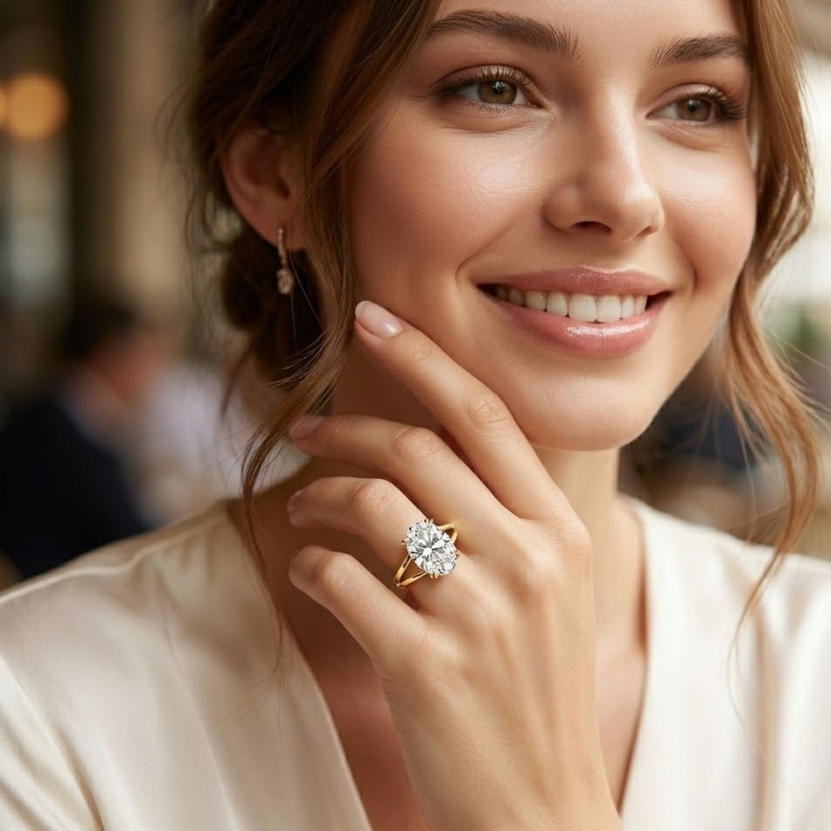 2.00 Ct Oval Lab-Grown Diamond Solitaire Ring - 925 Sterling Silver