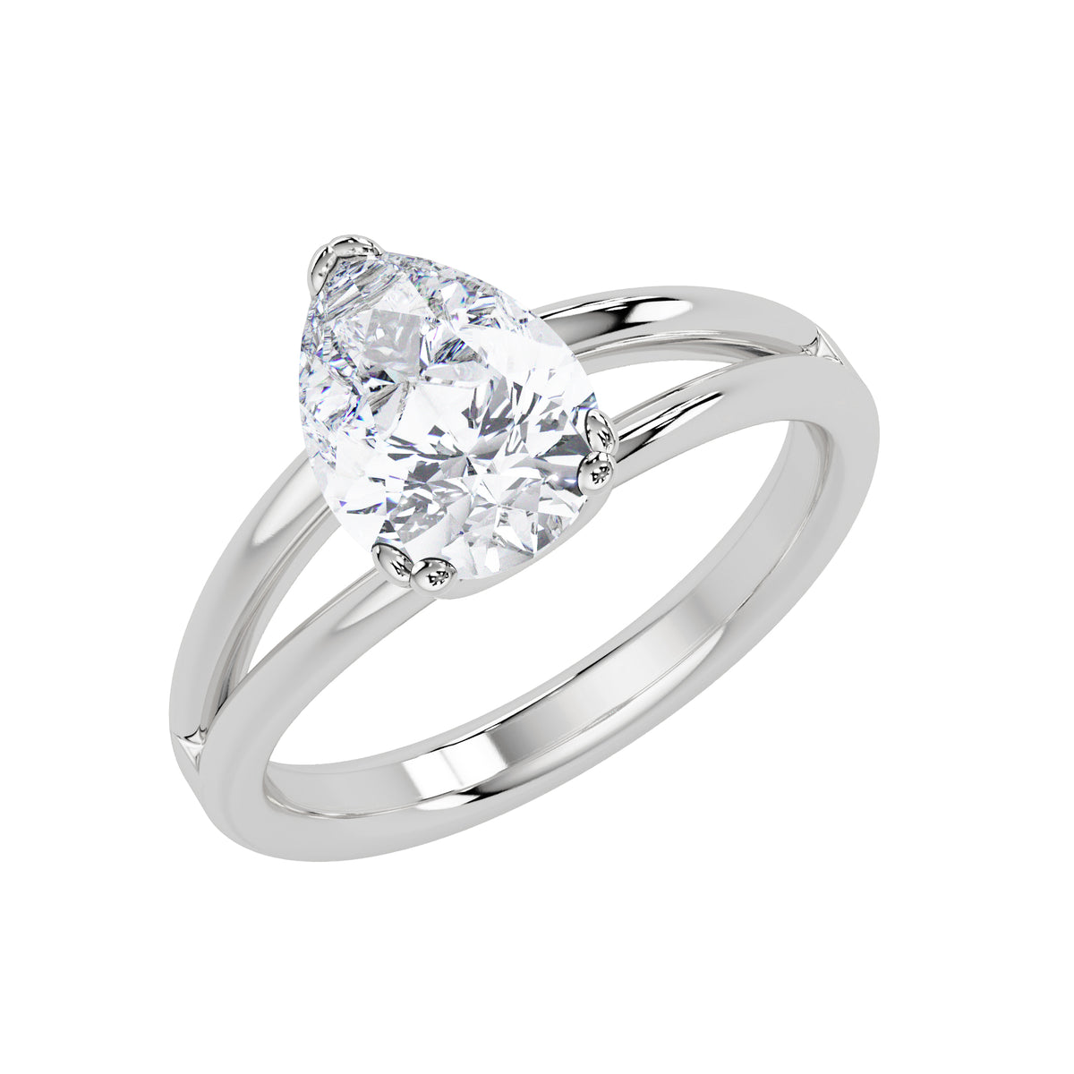 Lab-Grown Diamond 1.85 Ct Pear Shape Solitaire Ring - 925 Sterling Silver