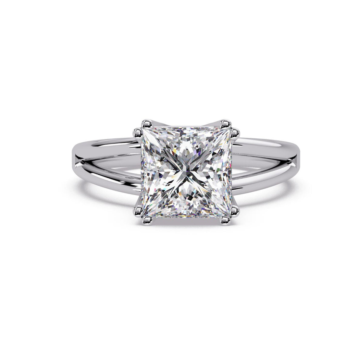 2.65 Ct Square Lab-Grown Diamond Solitaire Ring - 925 Sterling Silver