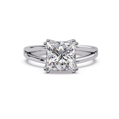 2.65 Ct Square Lab-Grown Diamond Solitaire Ring - 925 Sterling Silver