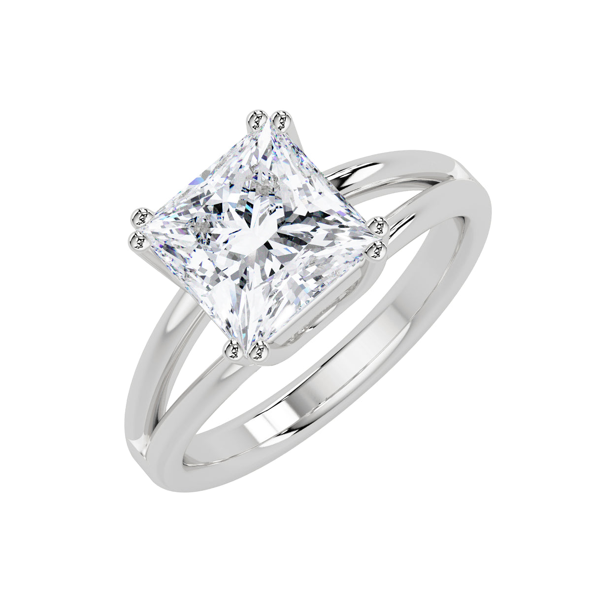 2.65 Ct Square Lab-Grown Diamond Solitaire Ring - 925 Sterling Silver