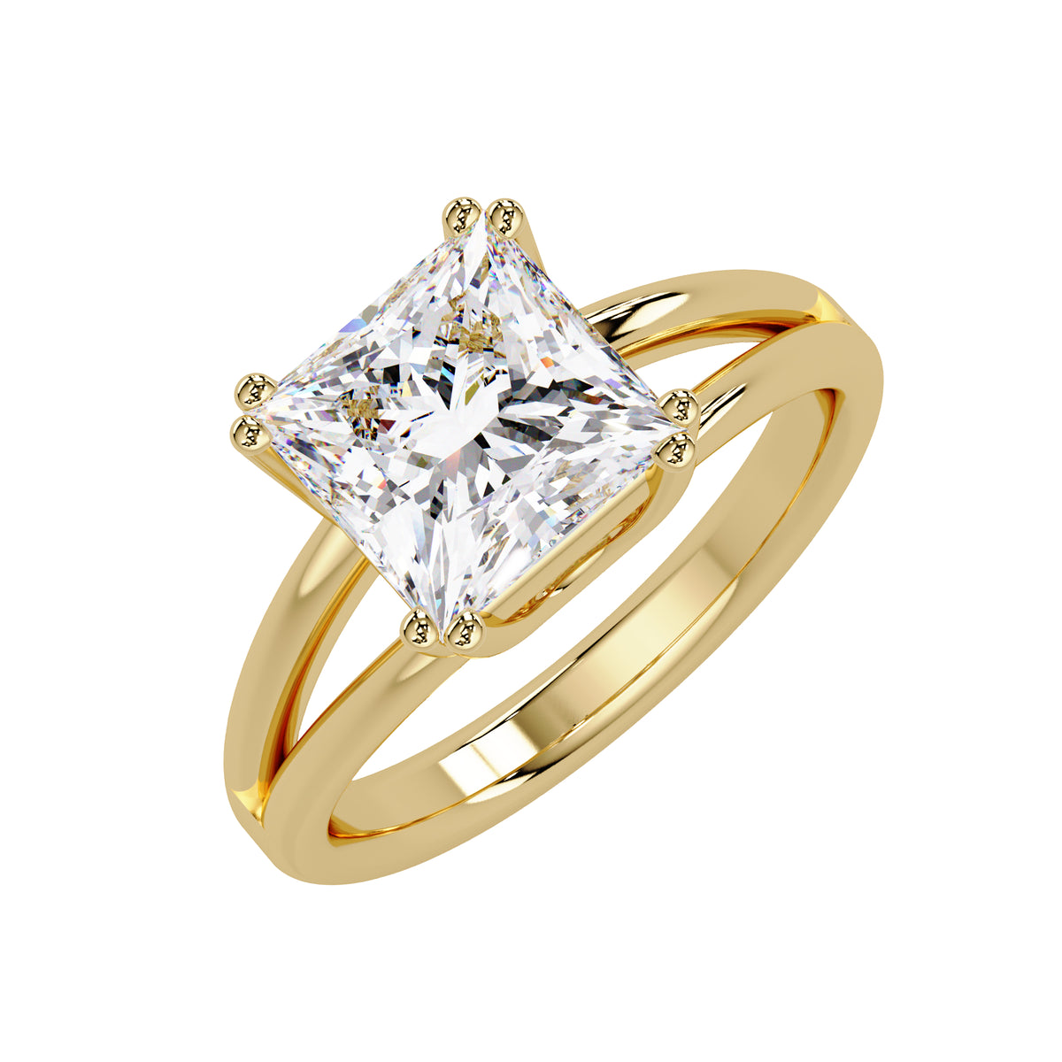 2.65 Ct Square Lab-Grown Diamond Solitaire Ring - 925 Sterling Silver