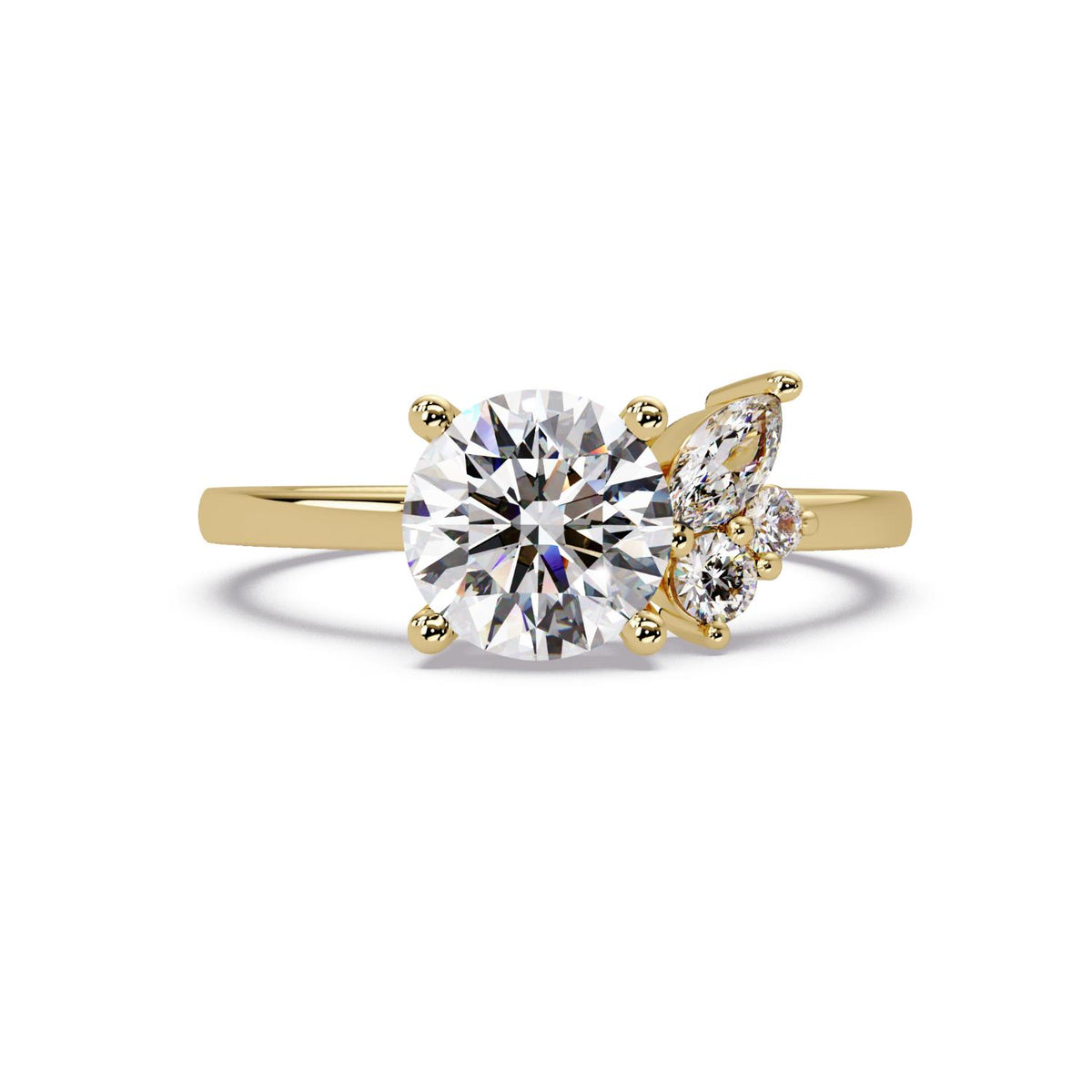 1.85 Ct Round & Marquise Lab-Grown Diamond Floral Ring - 925 Sterling Silver
