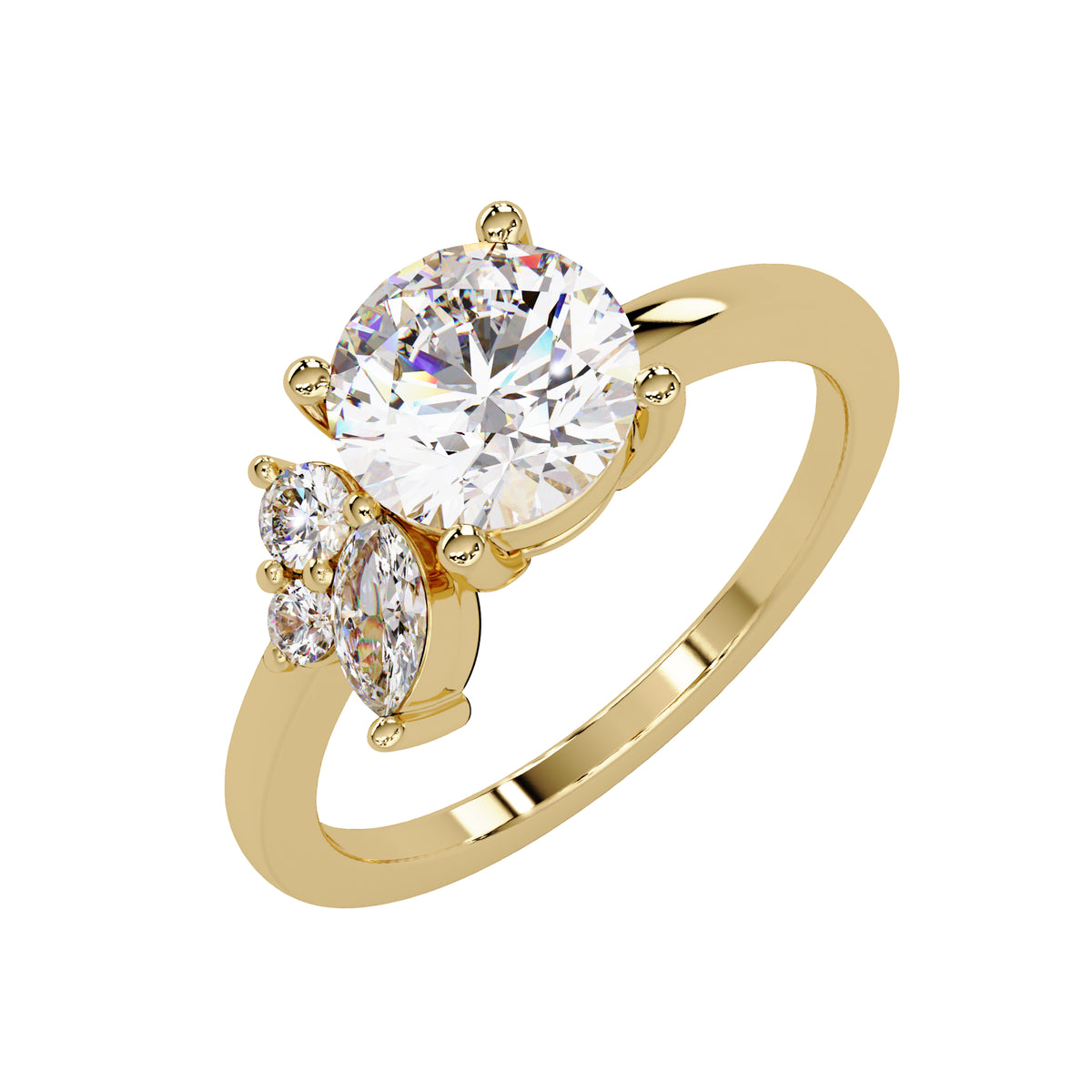 1.85 Ct Round & Marquise Lab-Grown Diamond Floral Ring - 925 Sterling Silver