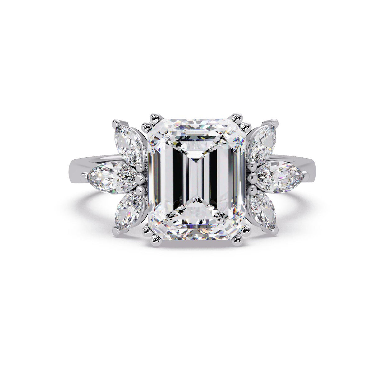 3.80 Ct Octagon & Marquise Lab-Grown Diamond Ring - 925 Sterling Silver