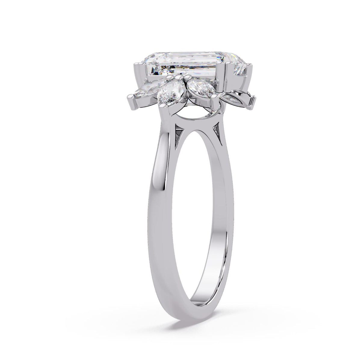 3.80 Ct Octagon & Marquise Lab-Grown Diamond Ring - 925 Sterling Silver