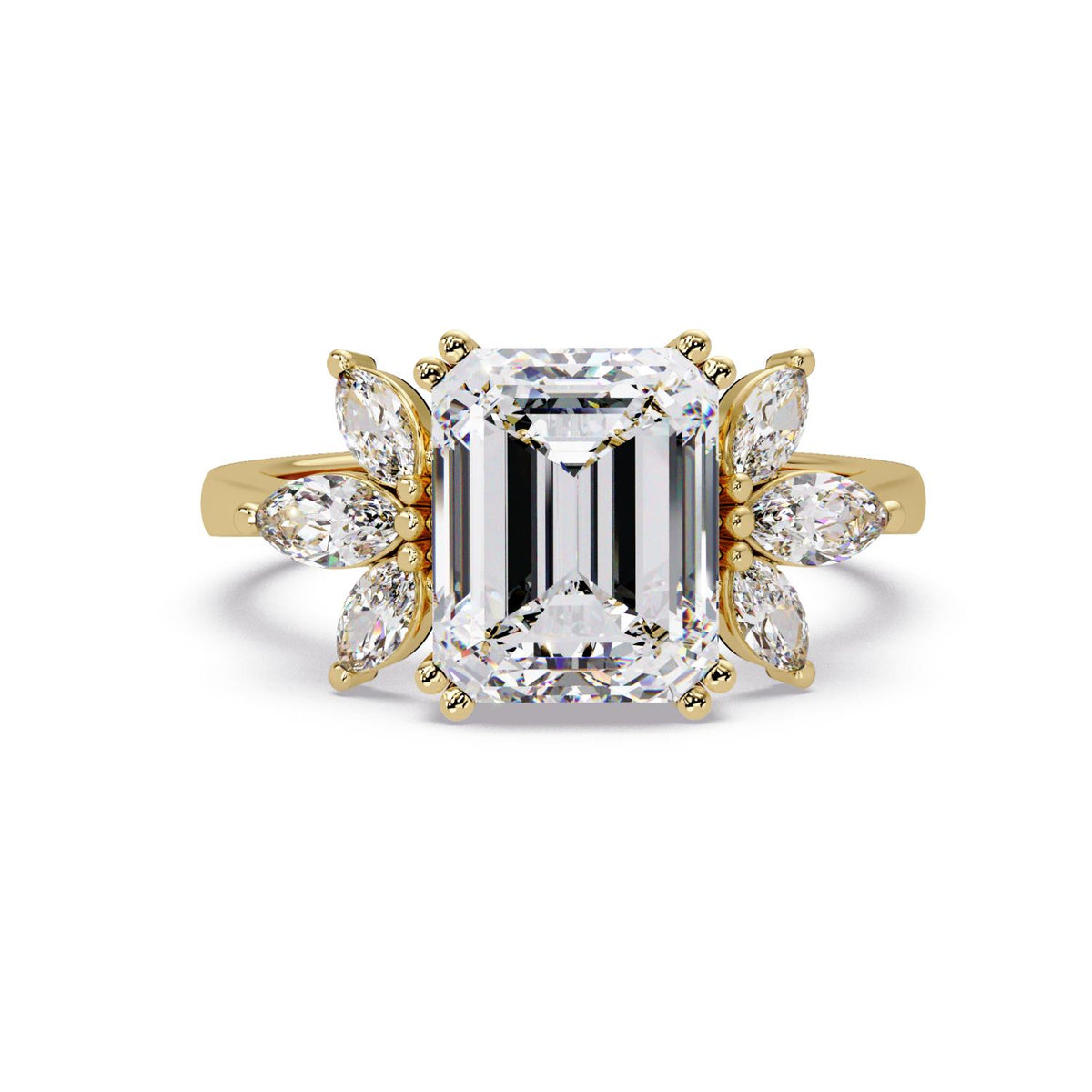 3.80 Ct Octagon & Marquise Lab-Grown Diamond Ring - 925 Sterling Silver