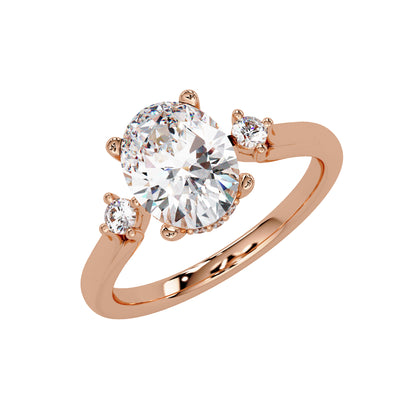 1.85 Ct Oval Lab-Grown Diamond Three-Stone Ring - 925 Sterling Silver