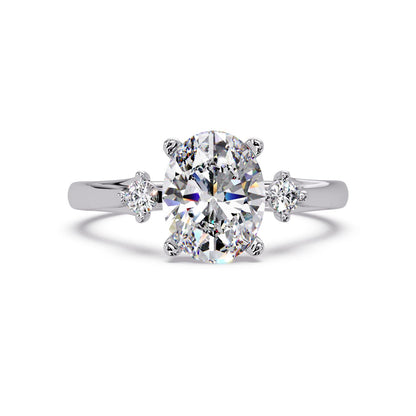 1.85 Ct Oval Lab-Grown Diamond Three-Stone Ring - 925 Sterling Silver