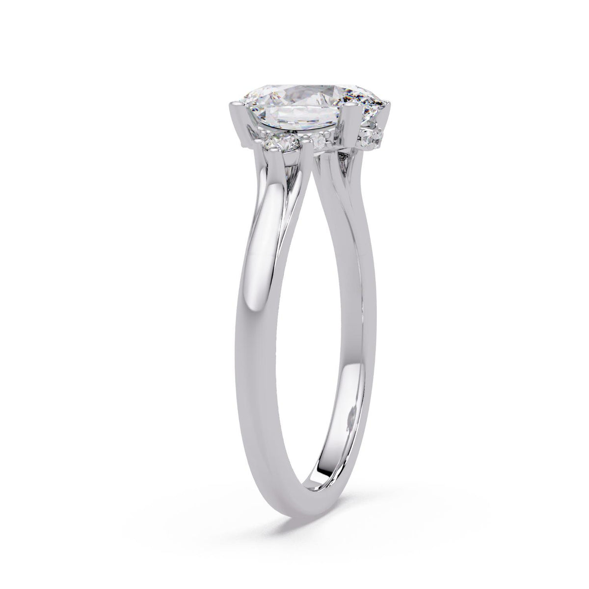 1.85 Ct Oval Lab-Grown Diamond Three-Stone Ring - 925 Sterling Silver