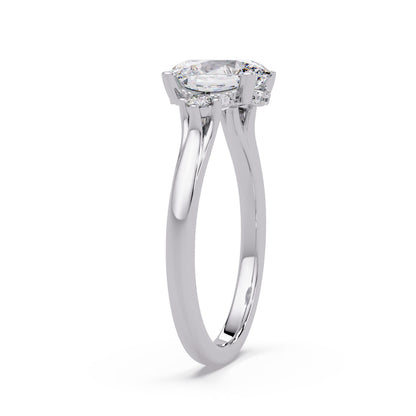1.85 Ct Oval Lab-Grown Diamond Three-Stone Ring - 925 Sterling Silver