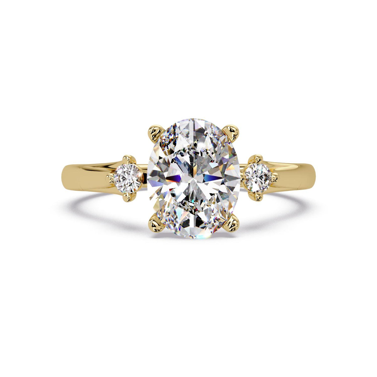 1.85 Ct Oval Lab-Grown Diamond Three-Stone Ring - 925 Sterling Silver