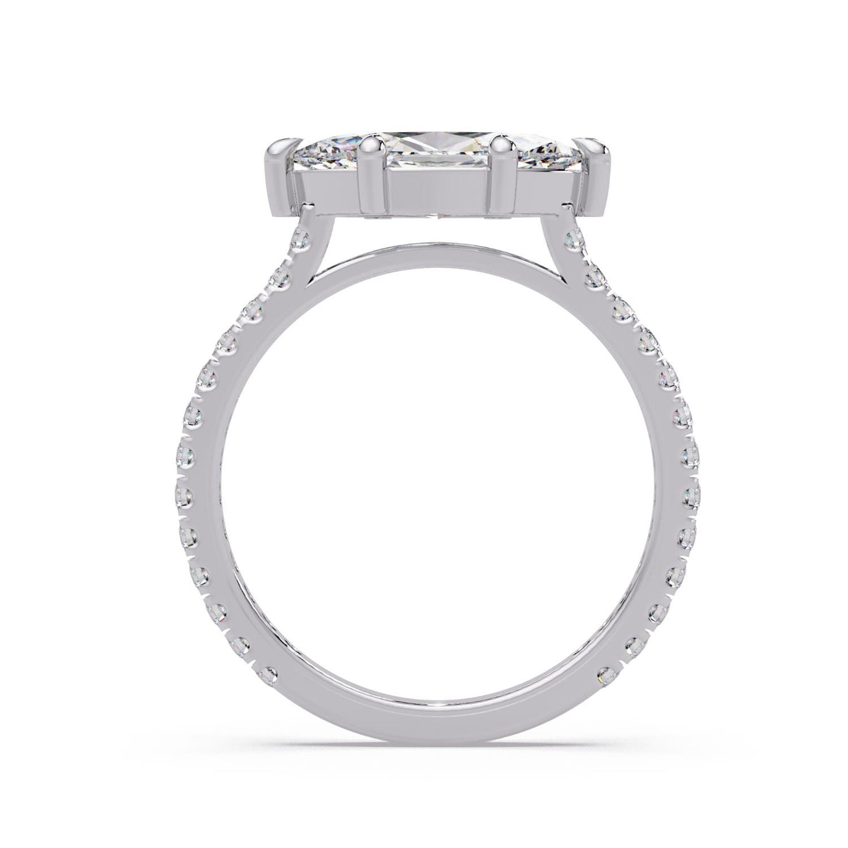 1.80 Ct Lab-Grown Diamond Marquise & Round Solitaire Ring - 925 Sterling Silver