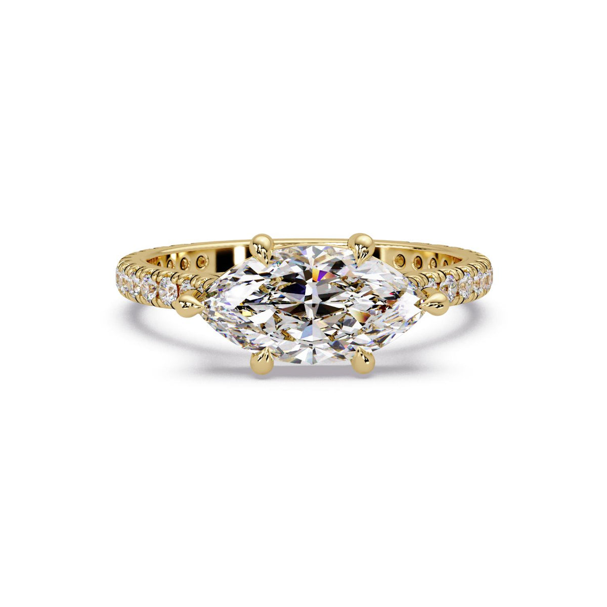 1.80 Ct Lab-Grown Diamond Marquise & Round Solitaire Ring - 925 Sterling Silver