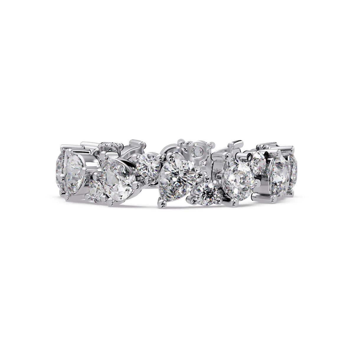 2.00 Ct Pear & Round Lab-Grown Diamond Eternity Ring - 925 Sterling Silver