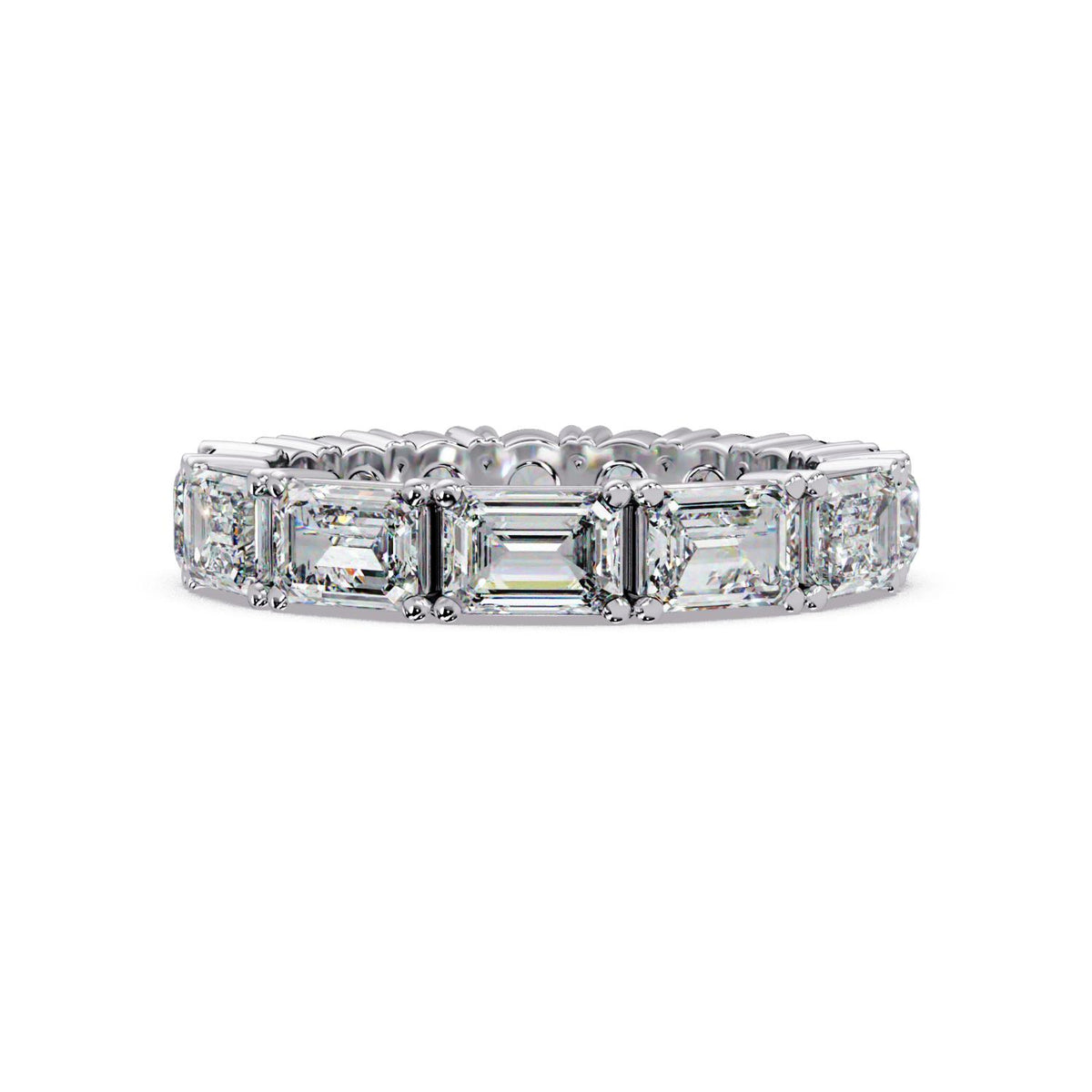 3.30 Ct Octagon & Round Lab-Grown Diamond Eternity Ring - 925 Sterling Silver