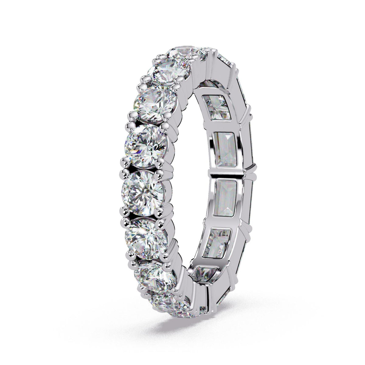 3.30 Ct Octagon & Round Lab-Grown Diamond Eternity Ring - 925 Sterling Silver