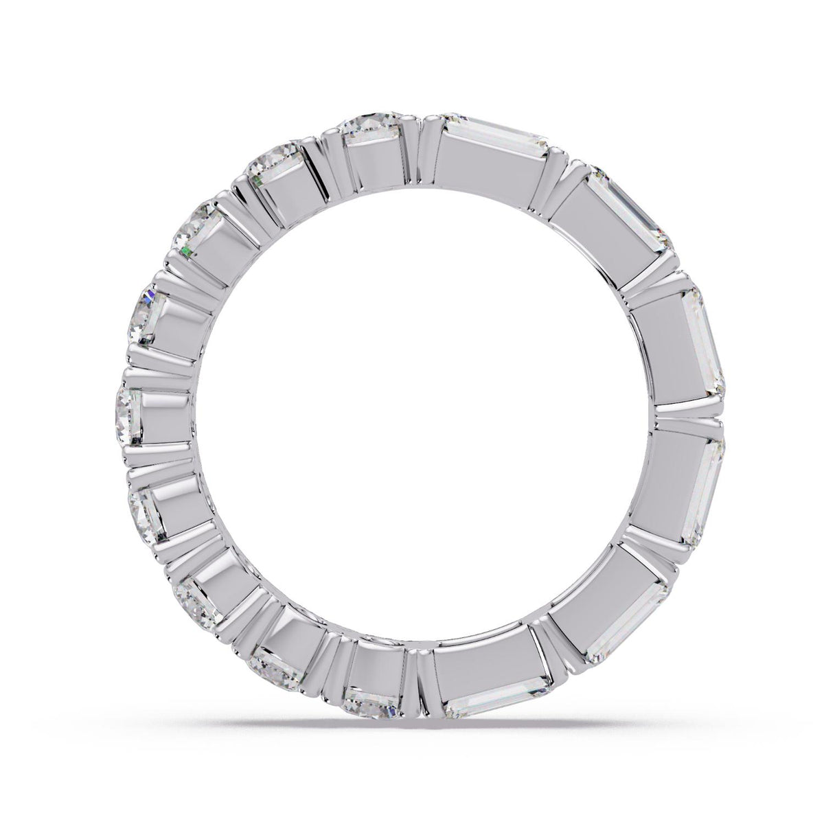 3.30 Ct Octagon & Round Lab-Grown Diamond Eternity Ring - 925 Sterling Silver