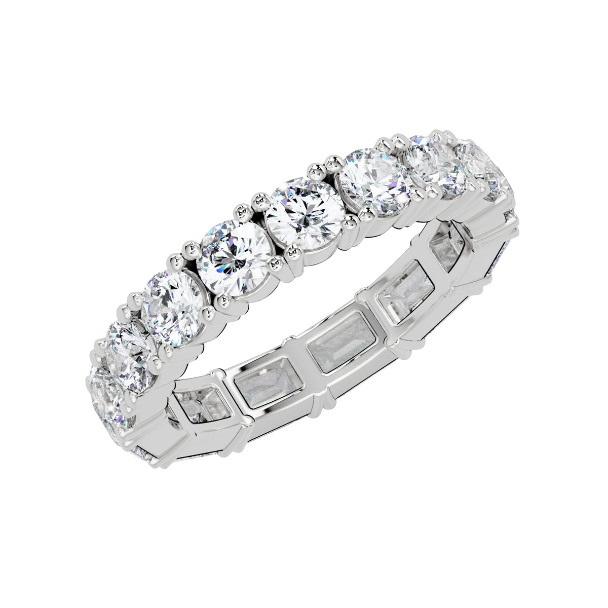 3.30 Ct Octagon & Round Lab-Grown Diamond Eternity Ring - 925 Sterling Silver