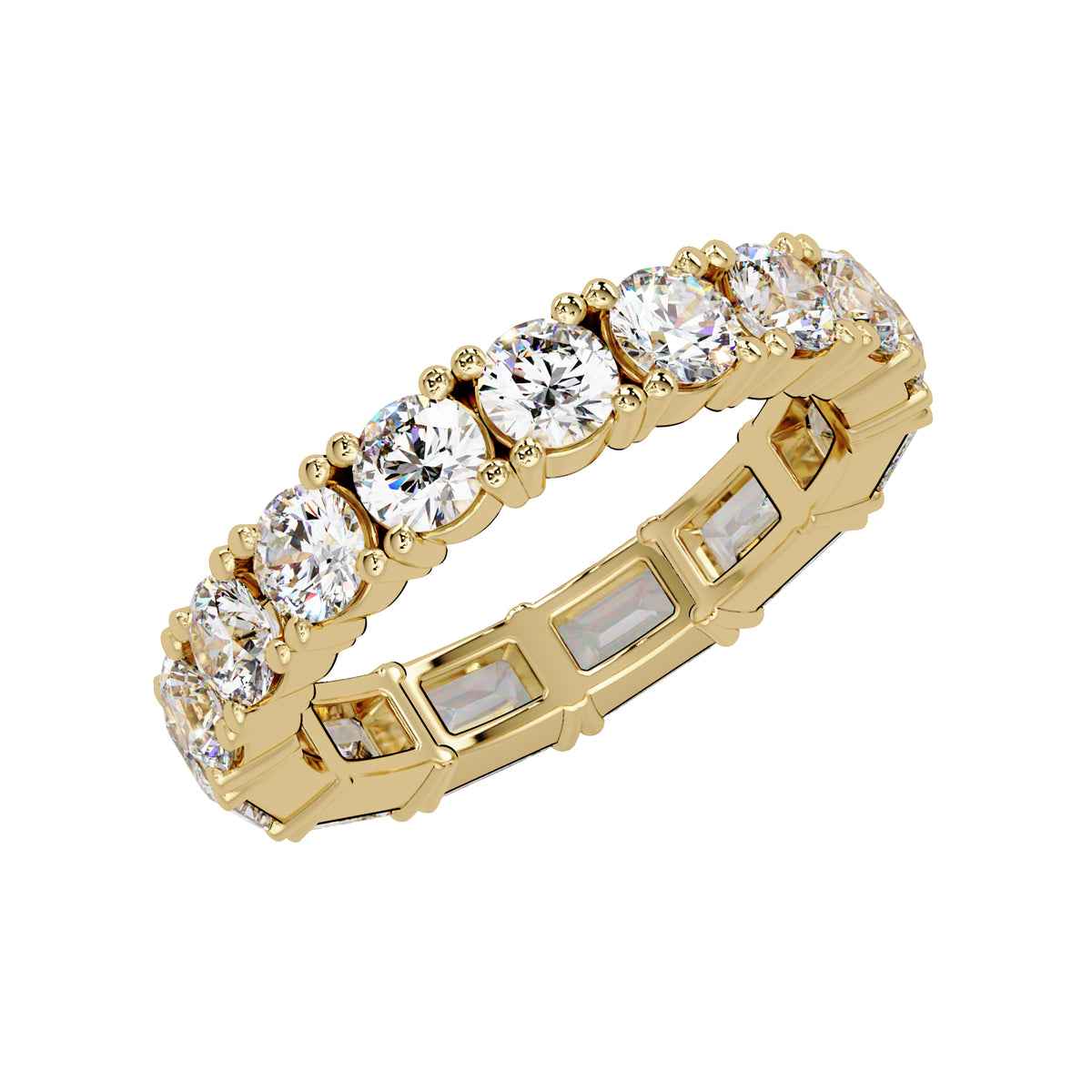 3.30 Ct Octagon & Round Lab-Grown Diamond Eternity Ring - 925 Sterling Silver