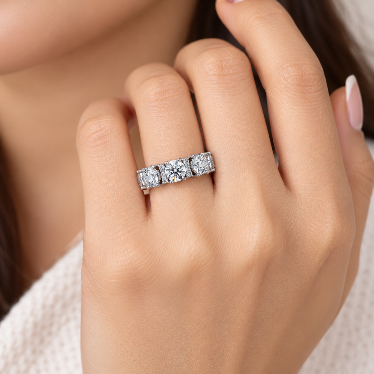 5.35 Ct Lab-Grown Diamond Multi-Stone Band Ring - 925 Sterling Silver
