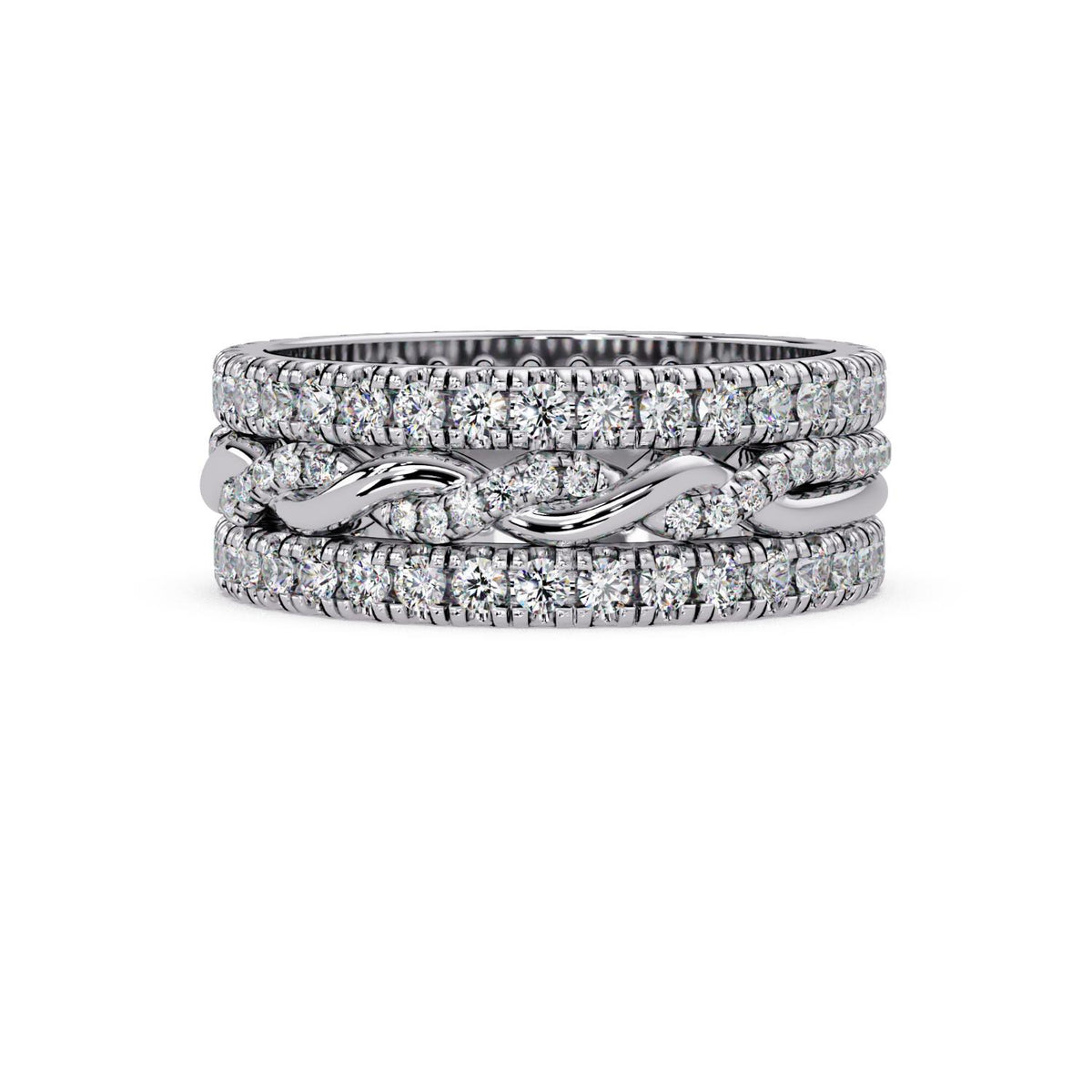 1.20 Ct Round Lab-Grown Diamond Multi-Row Band Ring - 925 Sterling Silver