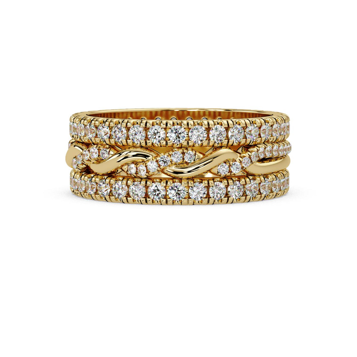1.20 Ct Round Lab-Grown Diamond Multi-Row Band Ring - 925 Sterling Silver