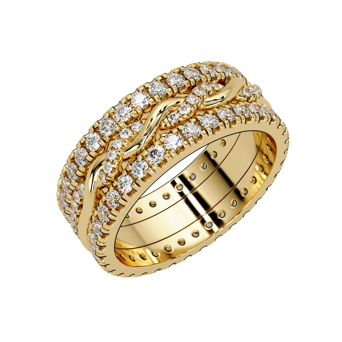 1.20 Ct Round Lab-Grown Diamond Multi-Row Band Ring - 925 Sterling Silver