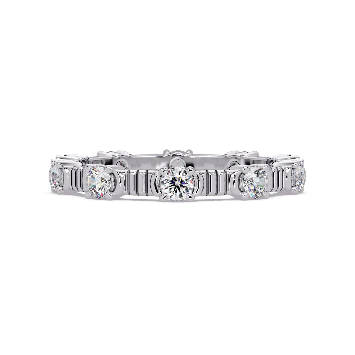 0.60 Ct Round Lab-Grown Diamond Eternity Band Ring - 925 Sterling Silver