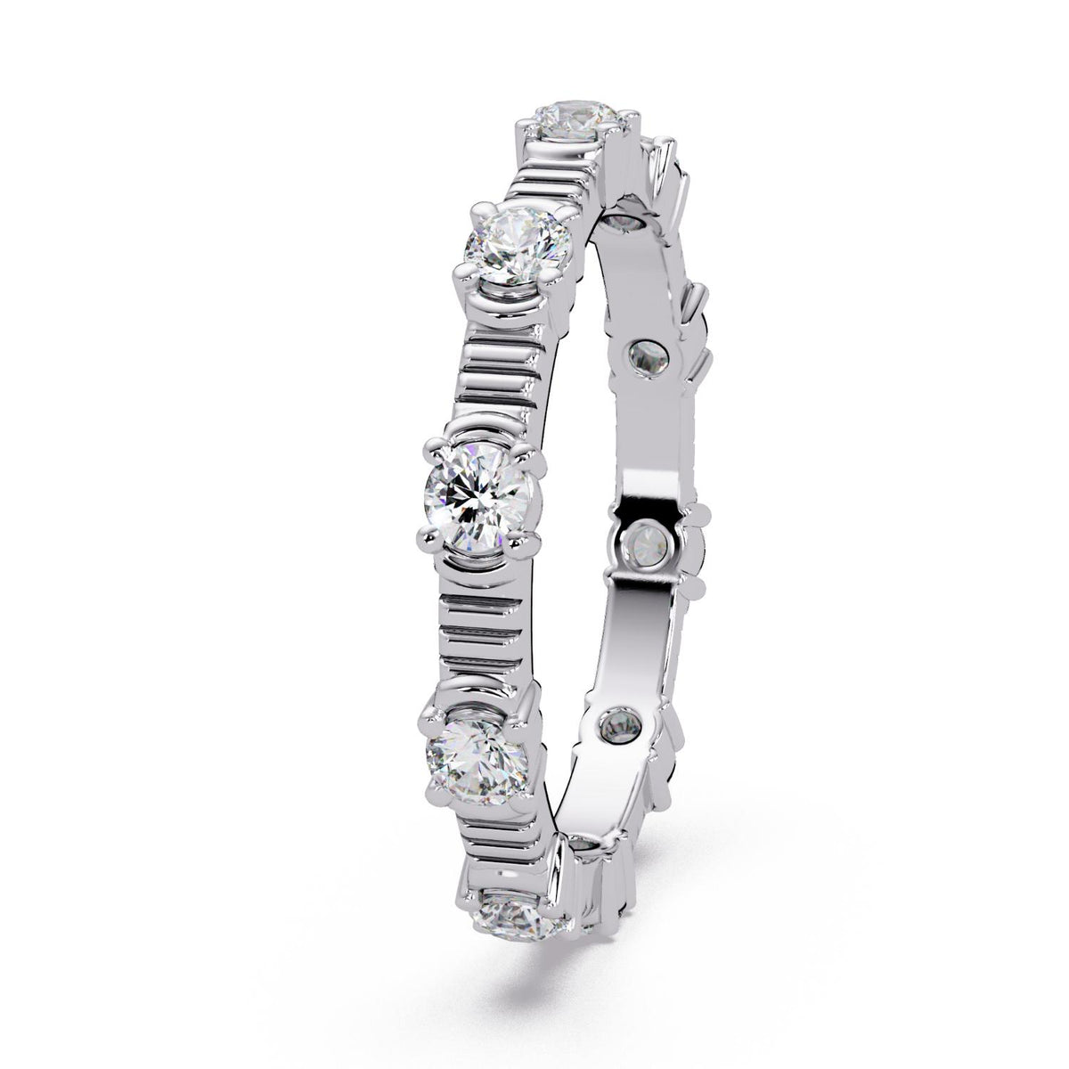 0.60 Ct Round Lab-Grown Diamond Eternity Band Ring - 925 Sterling Silver