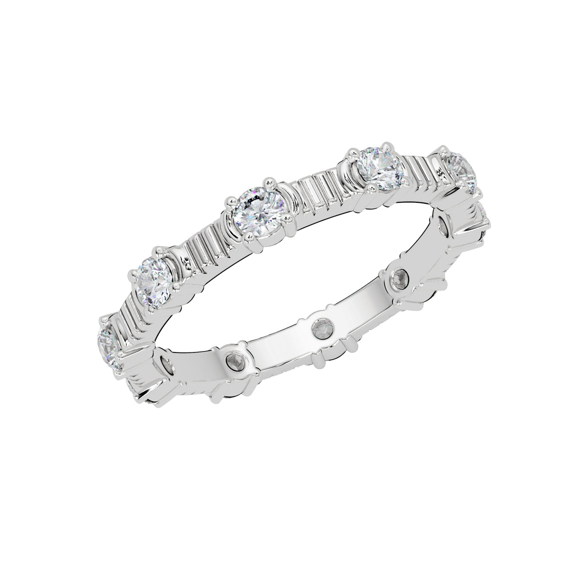 0.60 Ct Round Lab-Grown Diamond Eternity Band Ring - 925 Sterling Silver